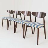 Modern set 4 Dining Chairs, Striped Fabric, French style