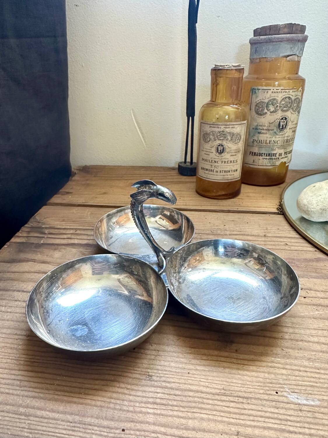 Old metal servant, silver Old metal servant, silver