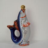 Fish decanter soviet drinking set porcelain fish carafe shots glass,1950's.