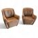 2 fauteuils en cuir marron édités par Natuzzi, années 1980
