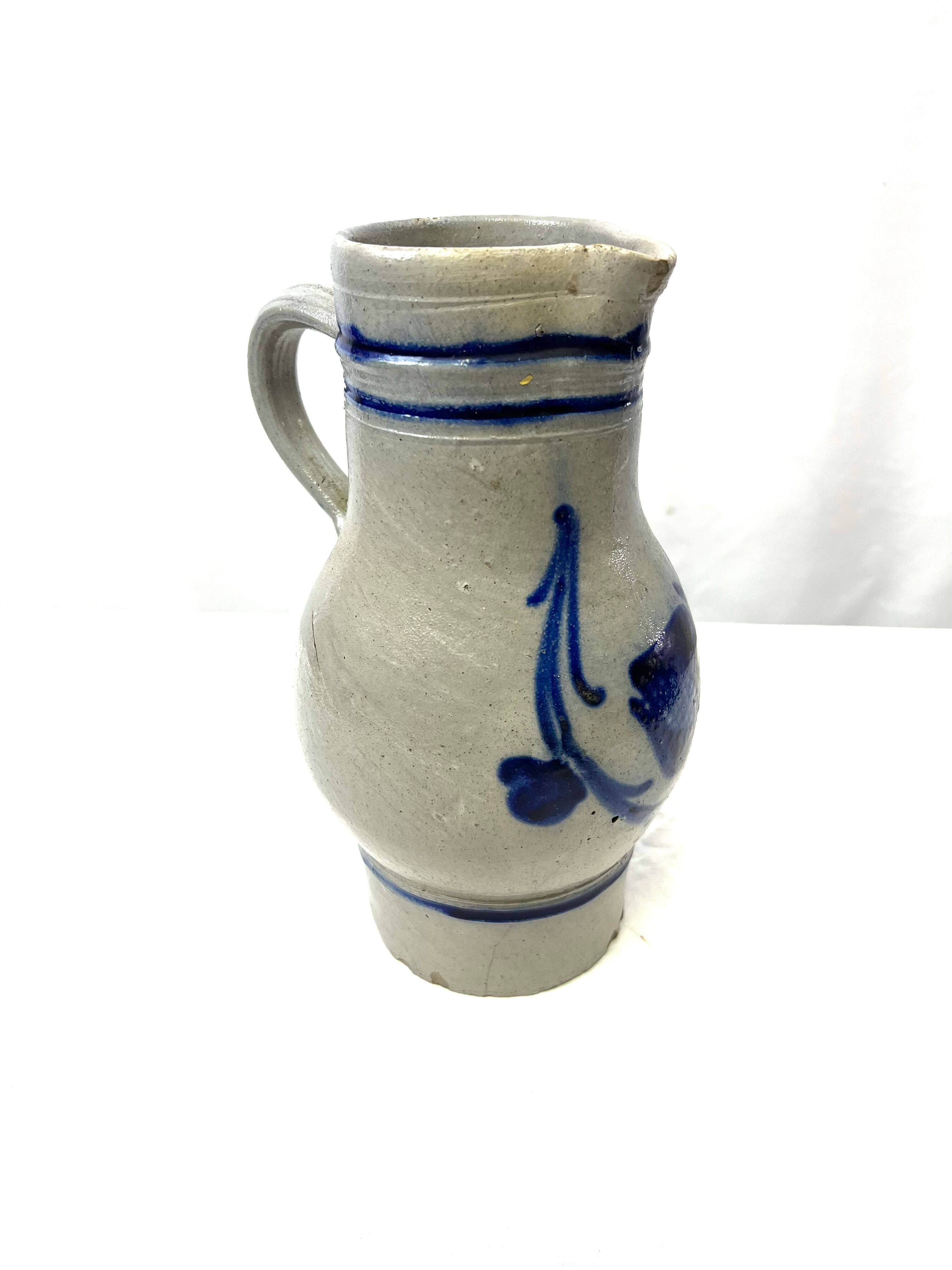 Jug pitcher sandstone blue decoration height 27cm