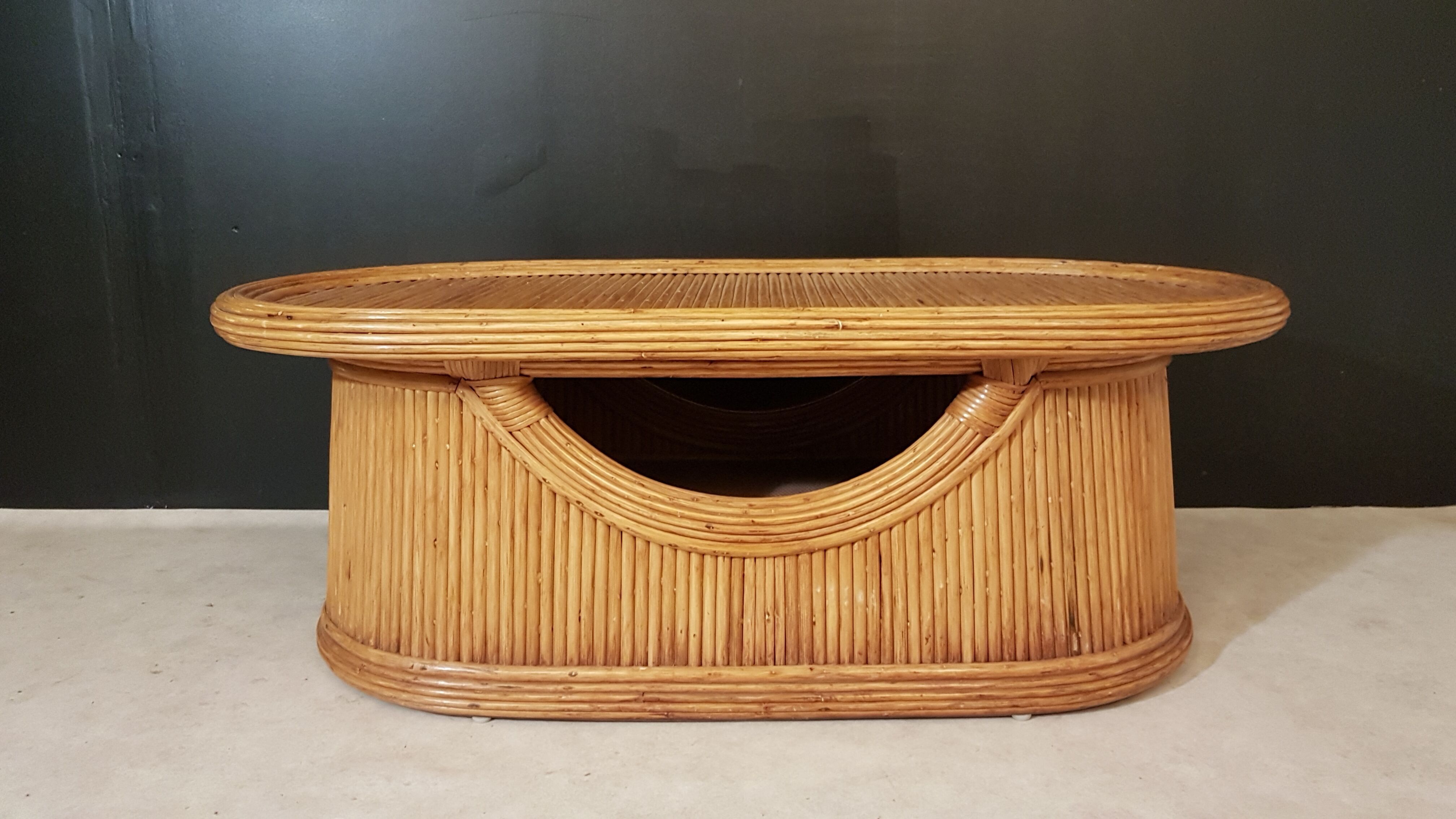 Rattan and bamboo coffee table 1960