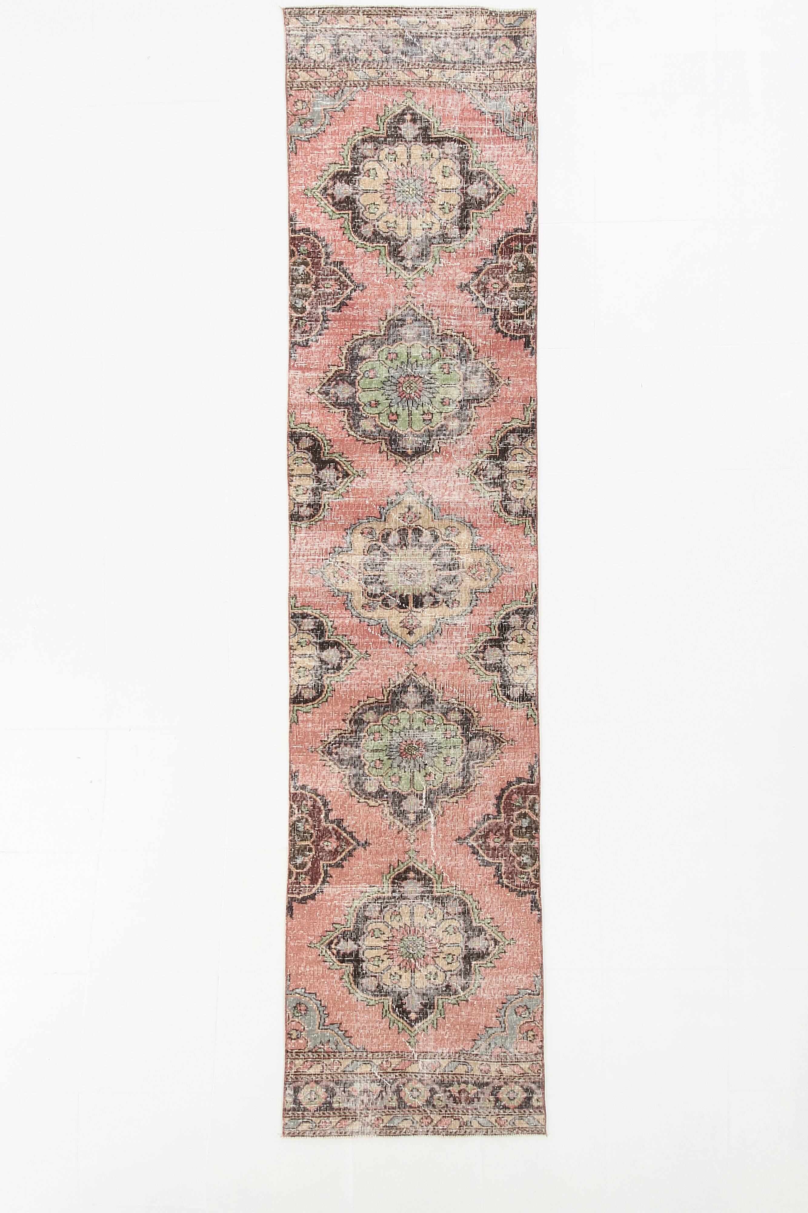 3x12 Rug For Hallway Dark Salmon  Persian Turkish Runner Rug, 82x364Cm SK 5242