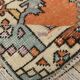 Tapis de couloir vintage fait main à décor géométrique orange et bleu