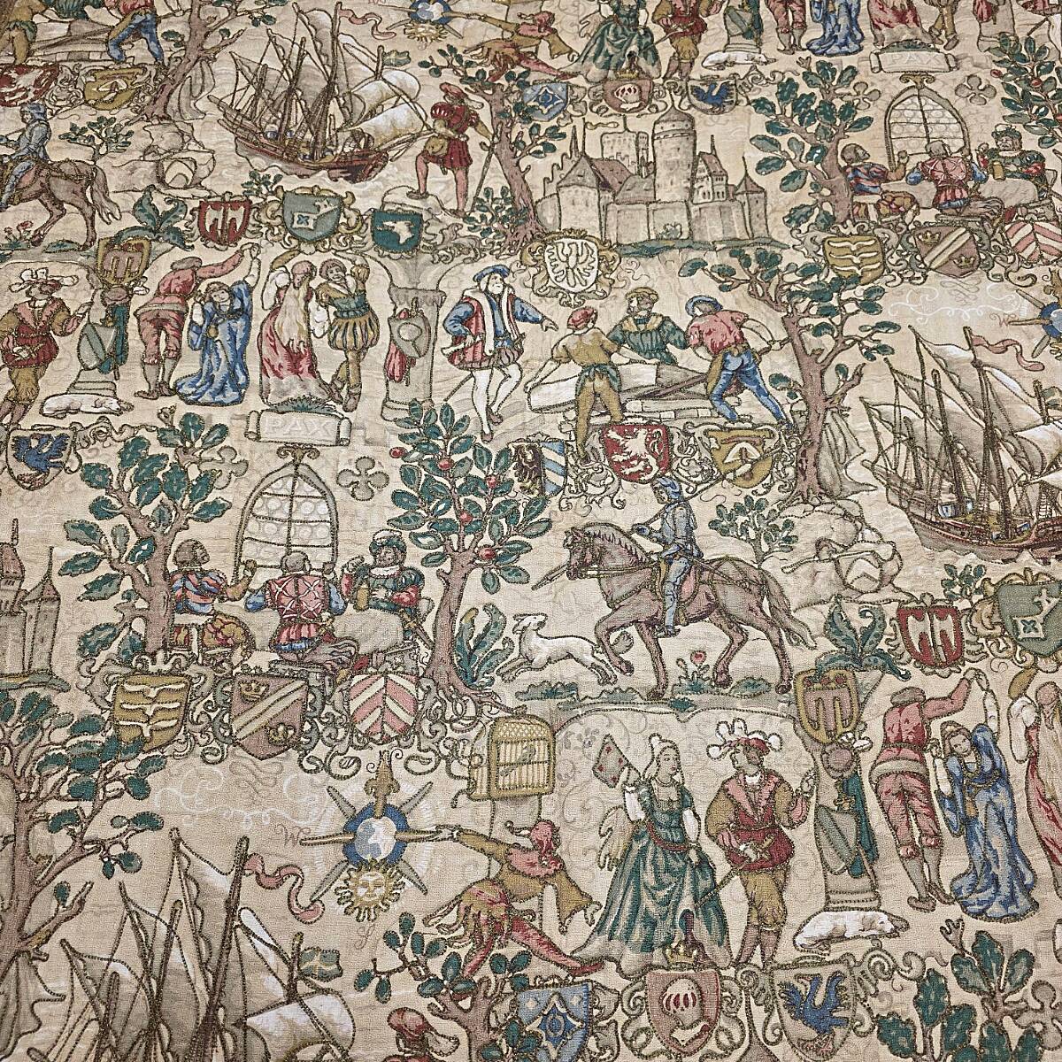 Vintage Rosel Wall Tapestry With Medieval Decor, 1950s