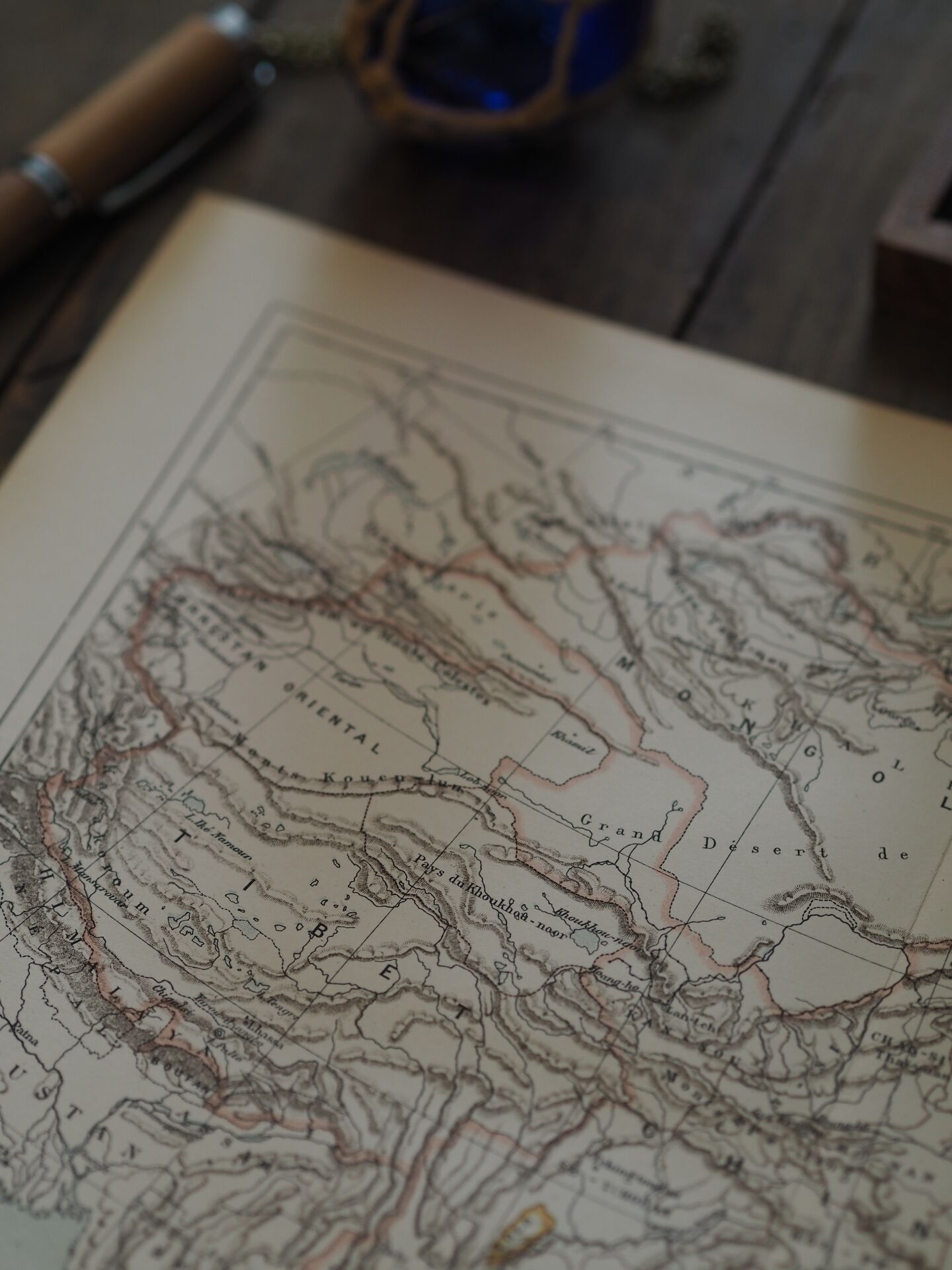 Japan and China, old map 1887 – Vintage geographical map.