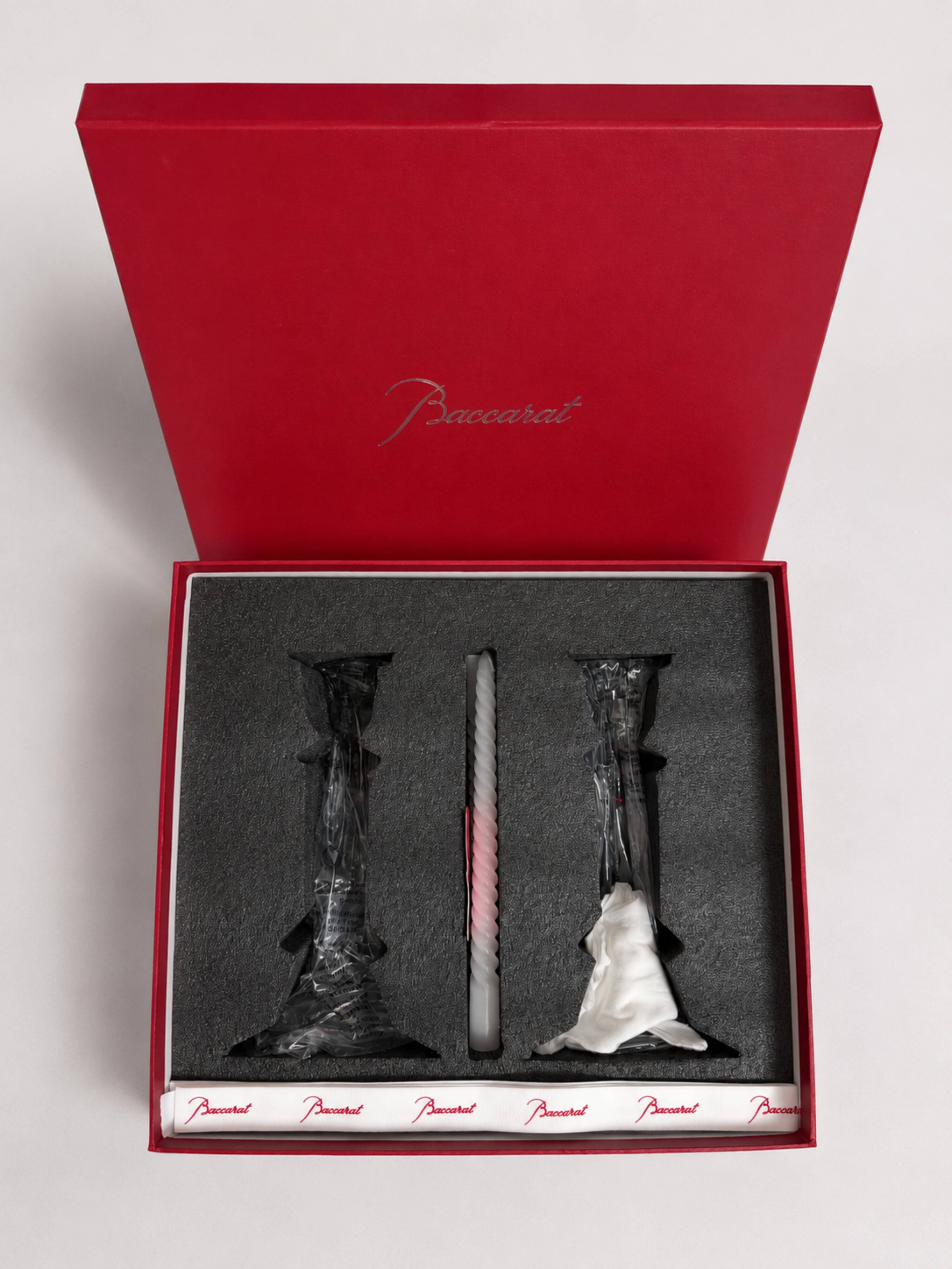 Baccarat - Candlestick (2) - Crystal, Glass - Harcourt candlestick Red