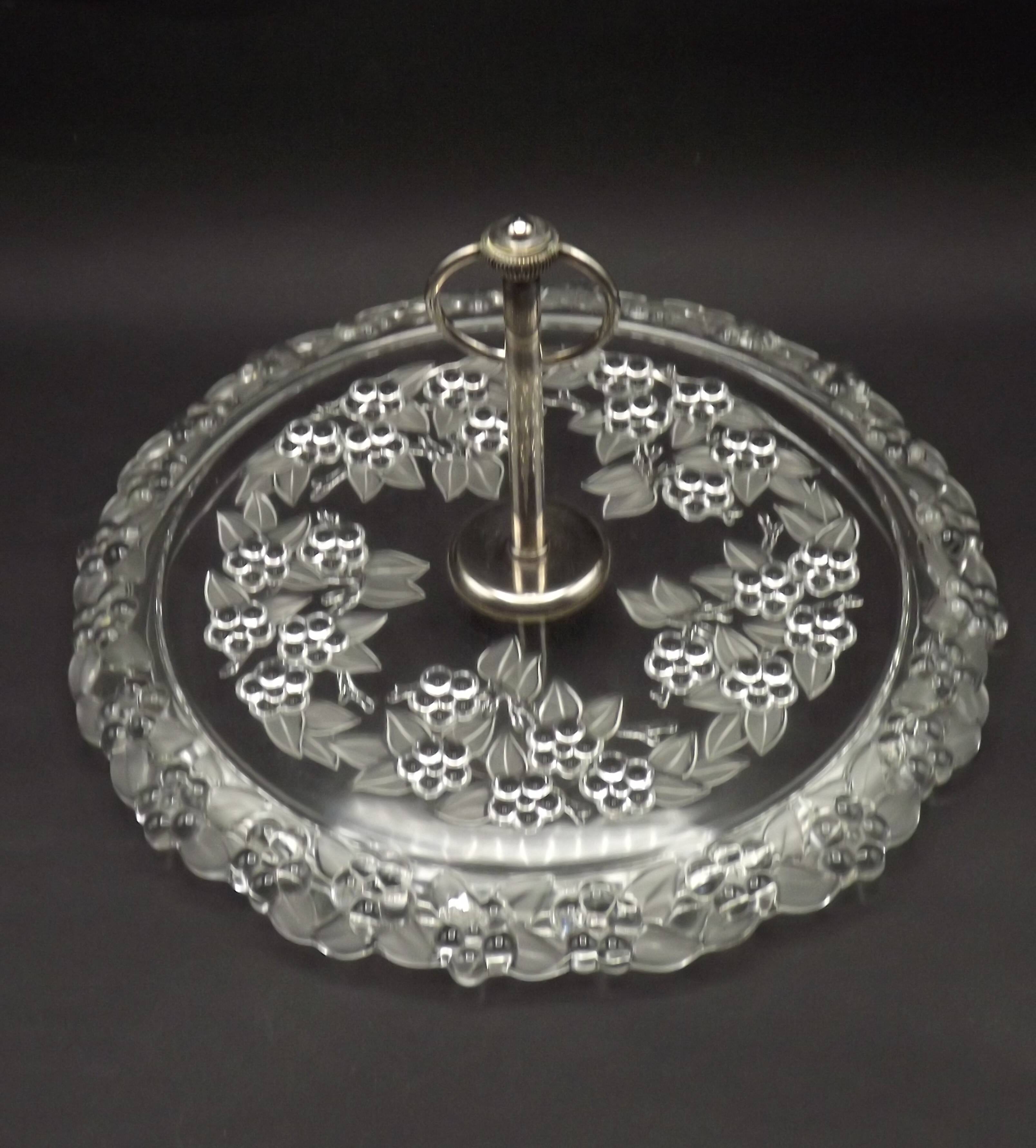 Vintage French Cheese & Sandwich Serving Plate Pressed Glass Floral ...