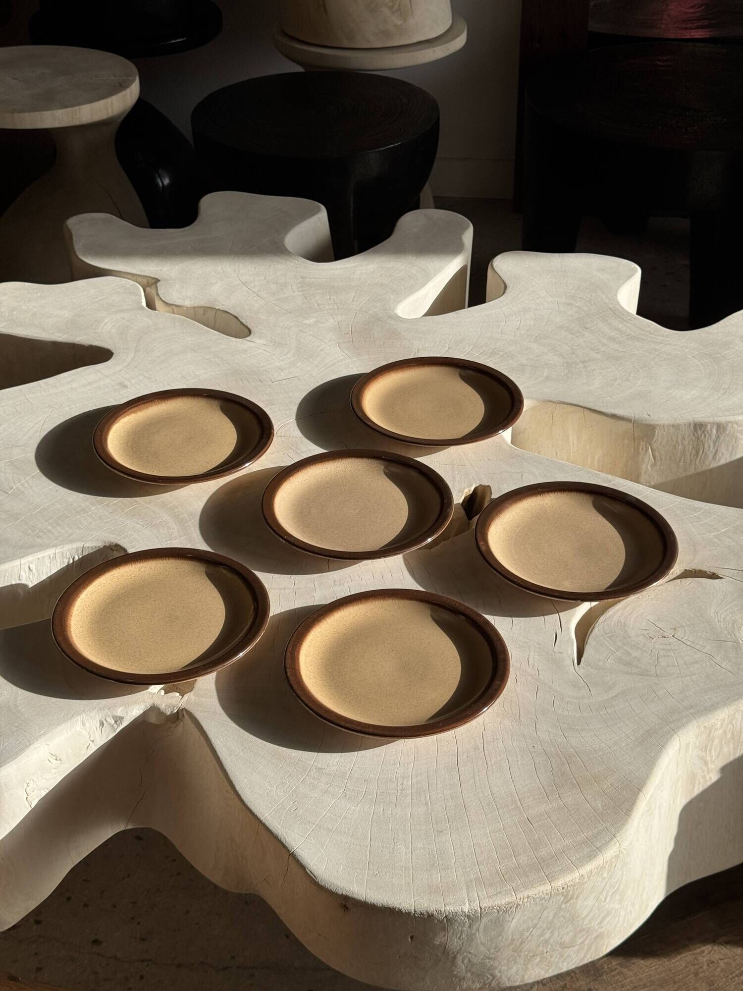 Set of 6 small stoneware dessert plates, Oxford brand, made in Brazil