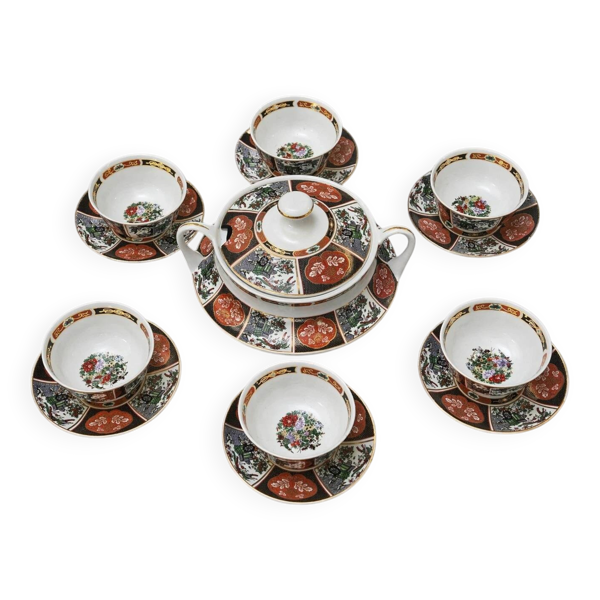 Service à thé cocema fès maroc, décor imari, 13 pièces – années 1960