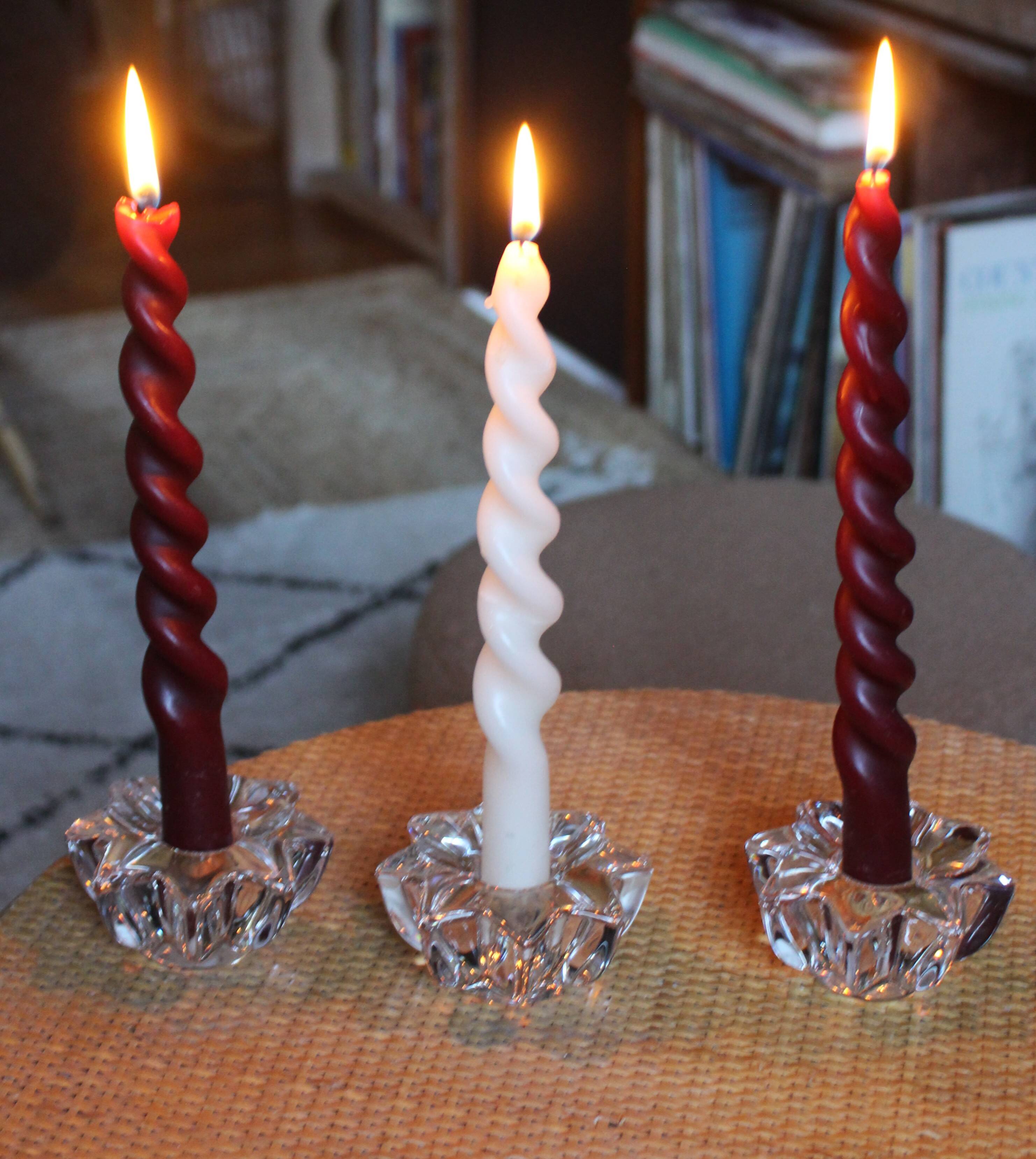 Set of 3 vintage star and flower glass candle holders