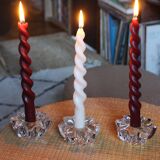 Set of 3 vintage star and flower glass candle holders