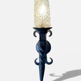 Pair of brutalist wall sconces in wrought iron