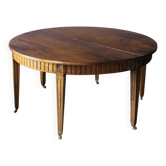 Table à ceinture et allonges Louis XVI en noyer XIXe