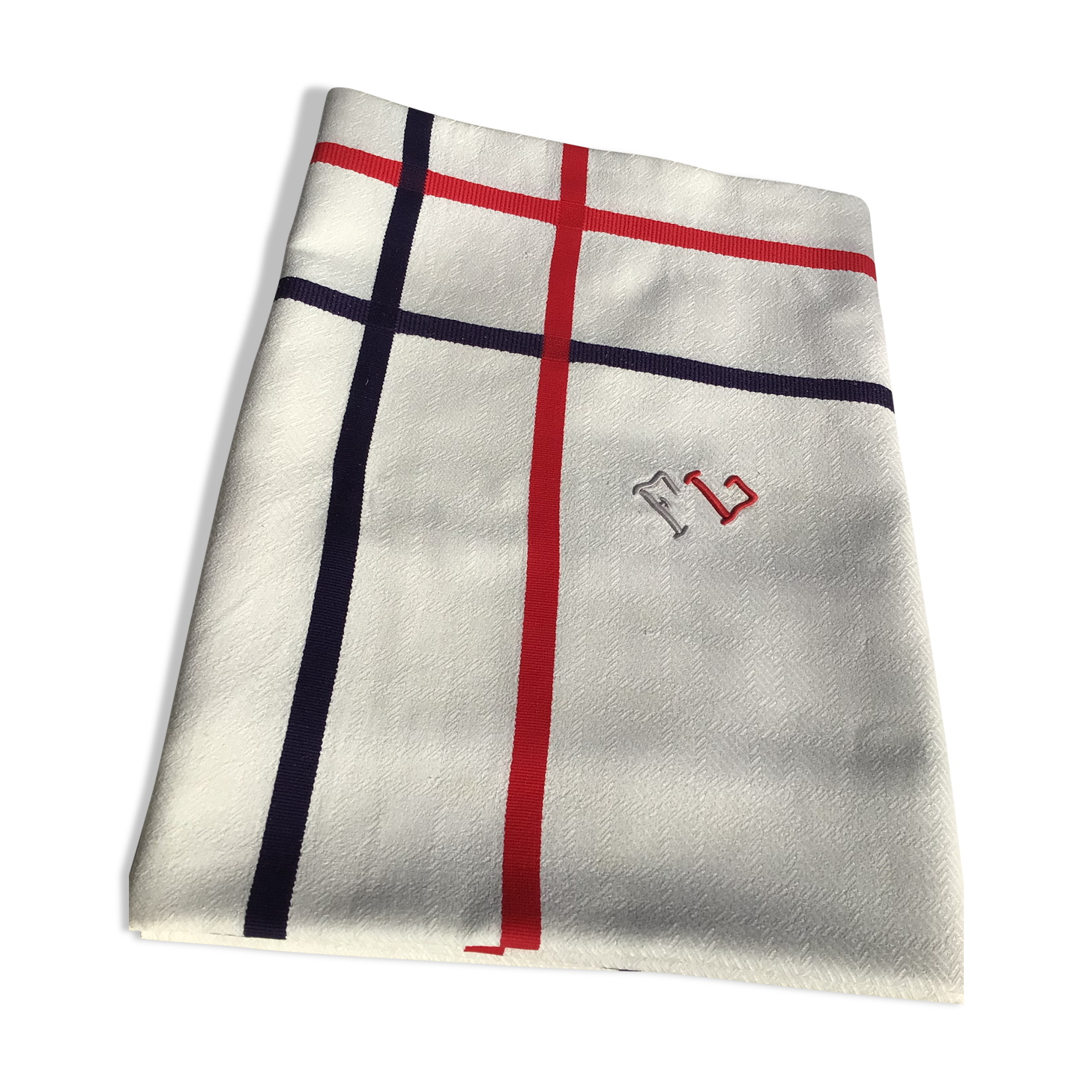 Embroidered tablecloth FL rectangle basque fabric navy and red