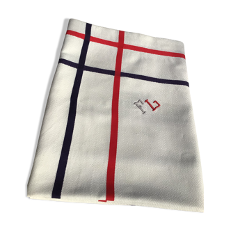 Embroidered tablecloth FL rectangle basque fabric navy and red