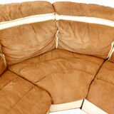 Leather and microfiber angle sofa