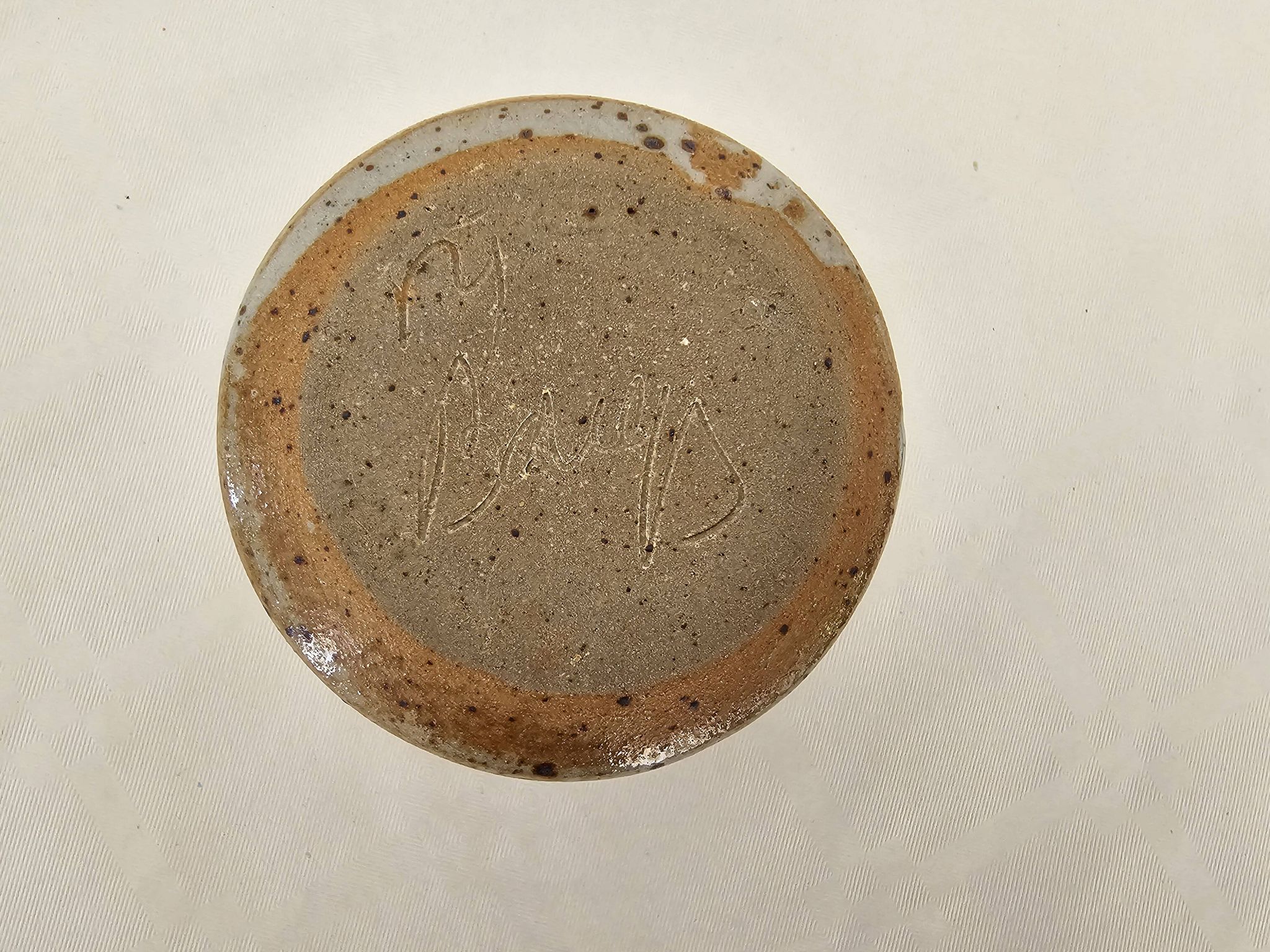 Ceramic egg cup signed Barges