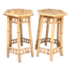 Two high bamboo stools – hexagonal top, vintage, 1970s