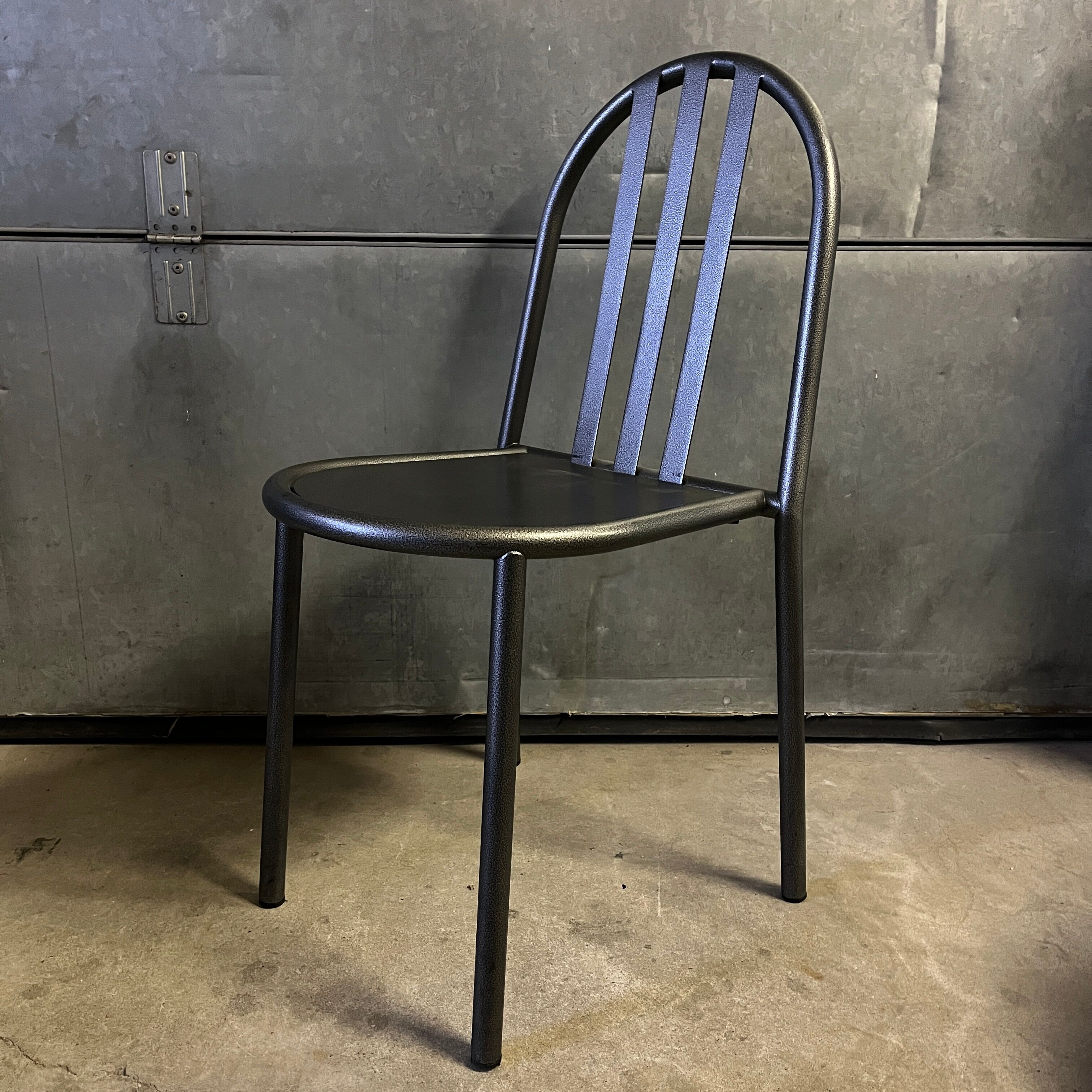 Set of 4 grey metal chairs no. 222 by Robert Mallet-Stevens, edition 80