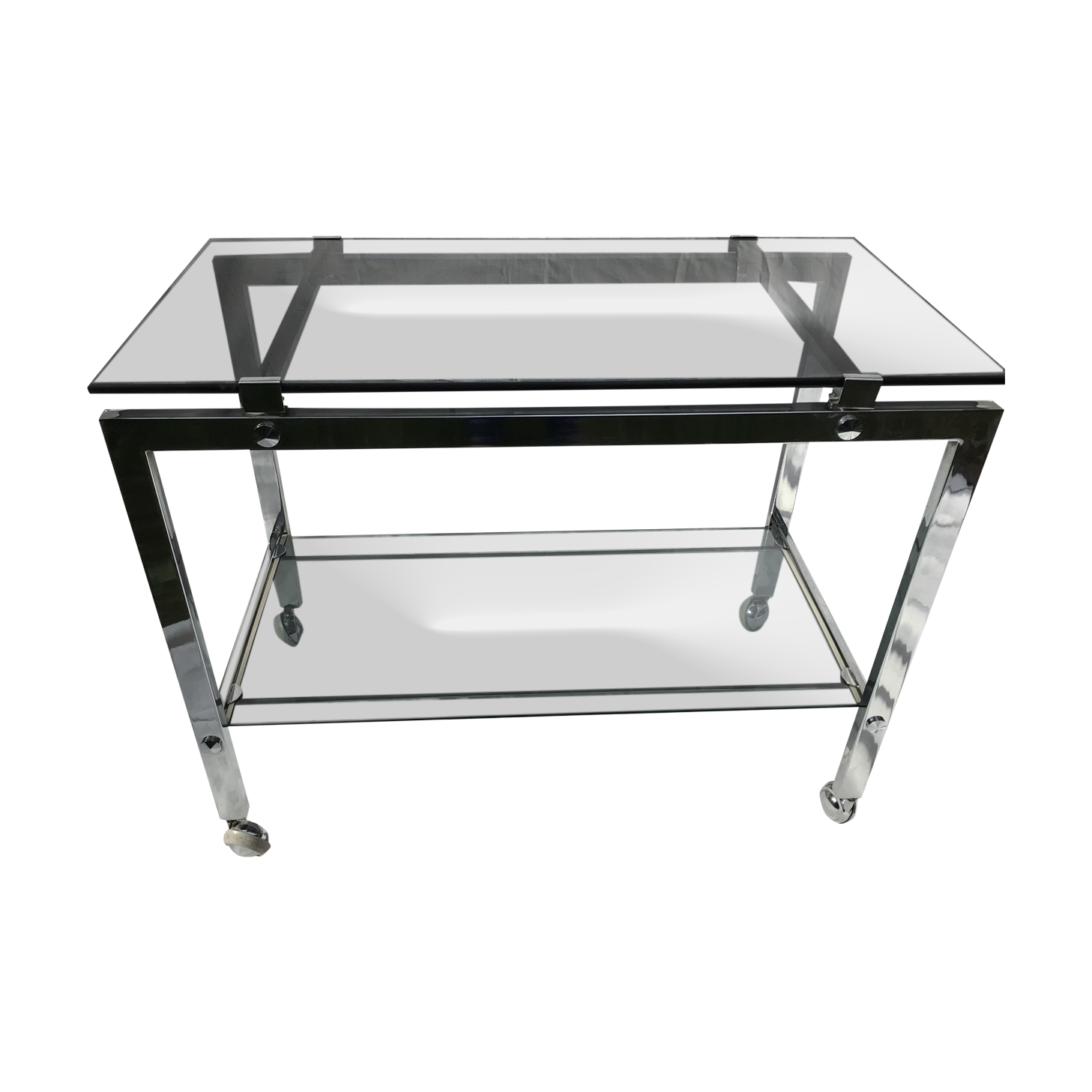 Rolling service chrome smoked glass dark grey