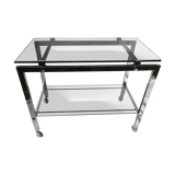 Rolling service chrome smoked glass dark grey