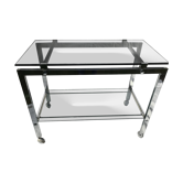 Rolling service chrome smoked glass dark grey