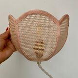 Vintage lampshade wall light in pink natural material