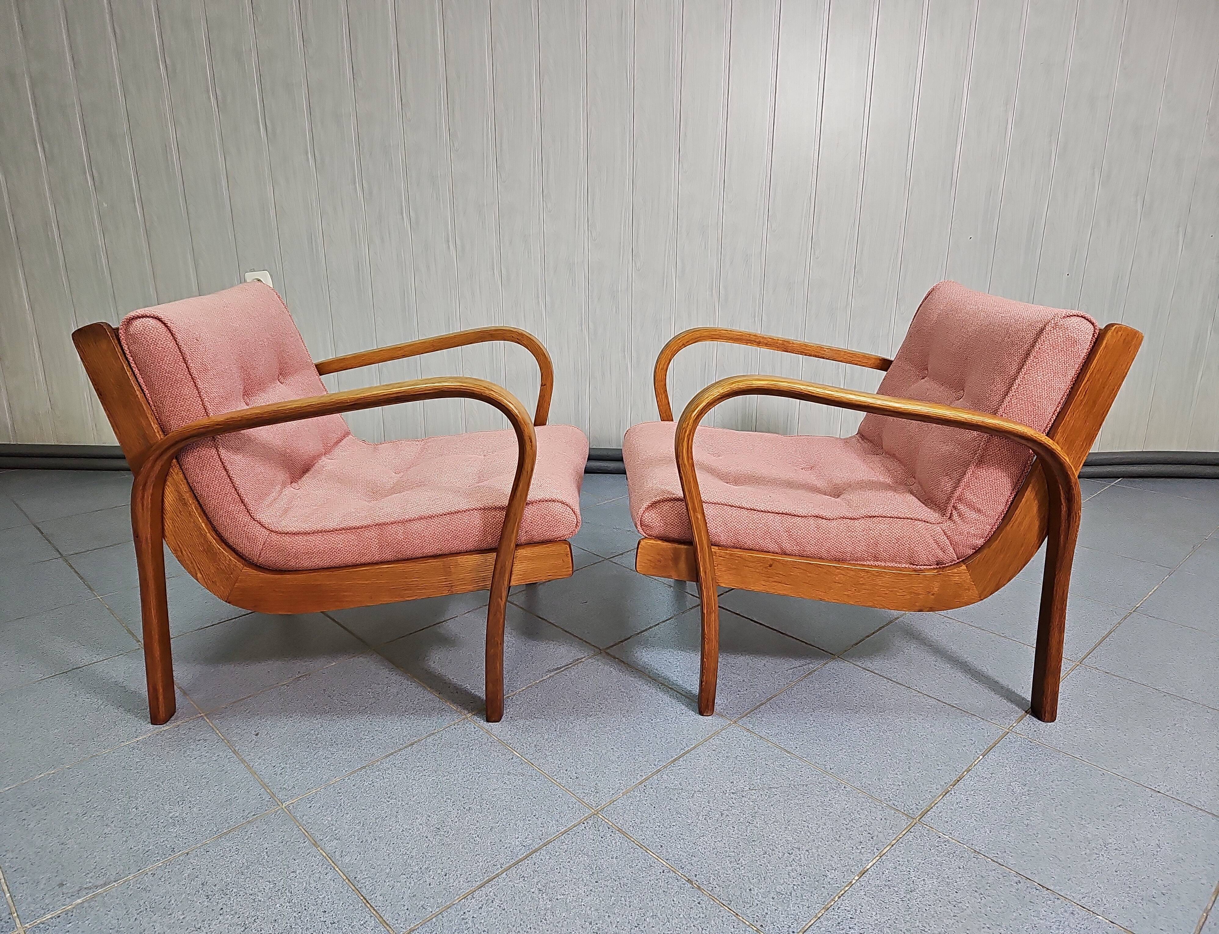 Pair of vintage armchairs by Kropacek and Kozelka, 1944