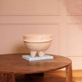 Table ronde en teck patine