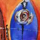 Large contemporary abstract painting signed Beyond Knowledge... the Universe