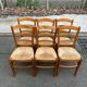 6 solid wood straw-seated Louis Philippe chairs, oak, 20th century.