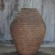 Old basket, straw and bramble bourgne, woven basket, interior decoration.