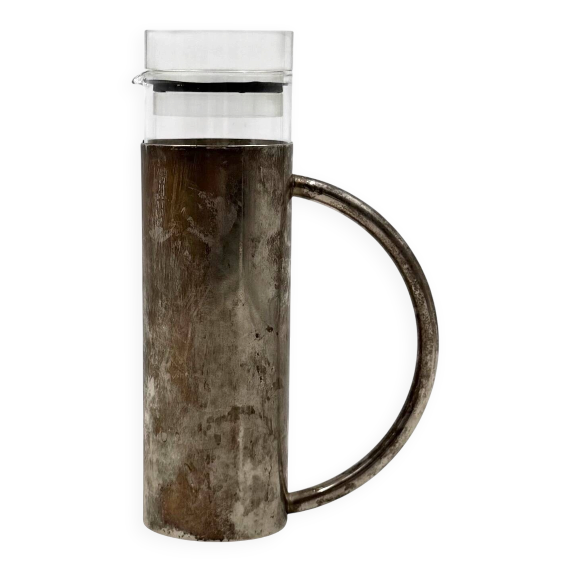 Modern silverplated and glass cruet mod. Oilvine, Lino Sabattini Italy 1970