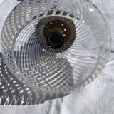 Copper suspension with white striped blown glass