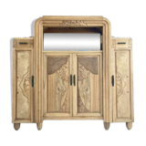 Magnificent Art Deco sideboard, Burl walnut, Original bronze handles, Numbered.