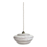 Petite suspension verre Clichy blanc liseré rouge