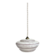 Small white Clichy glass pendant light with red edging