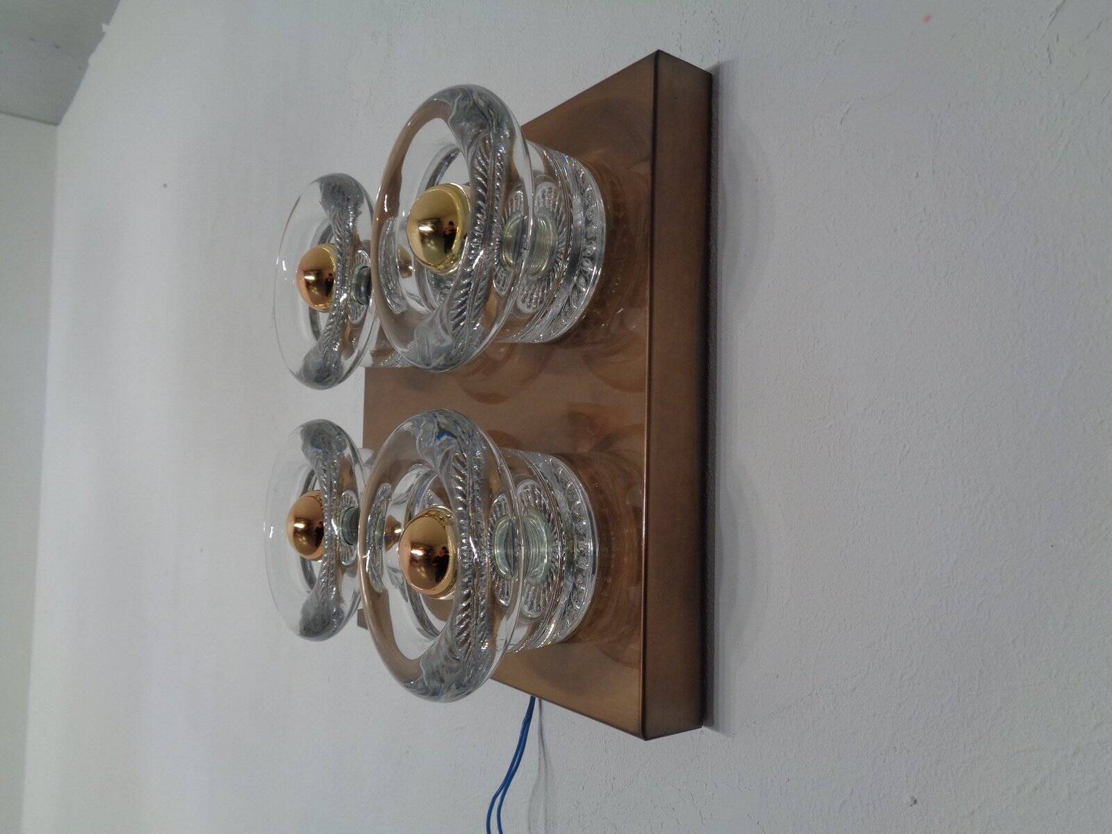 Copper and glass sconce from Cosack, Germany, 1960s.