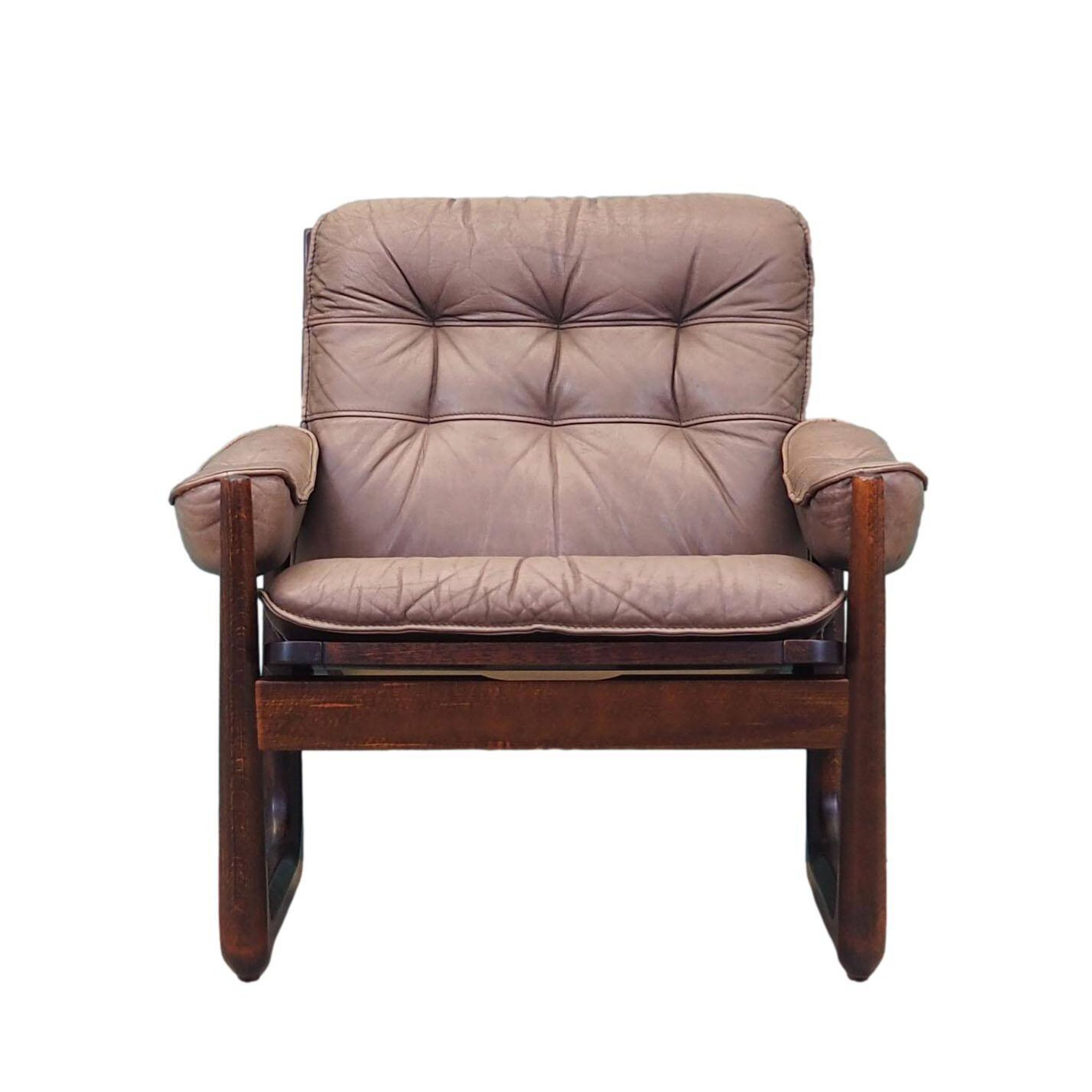 Leather armchair, Danish design, 1960s, manufactured by Genega Møbler
