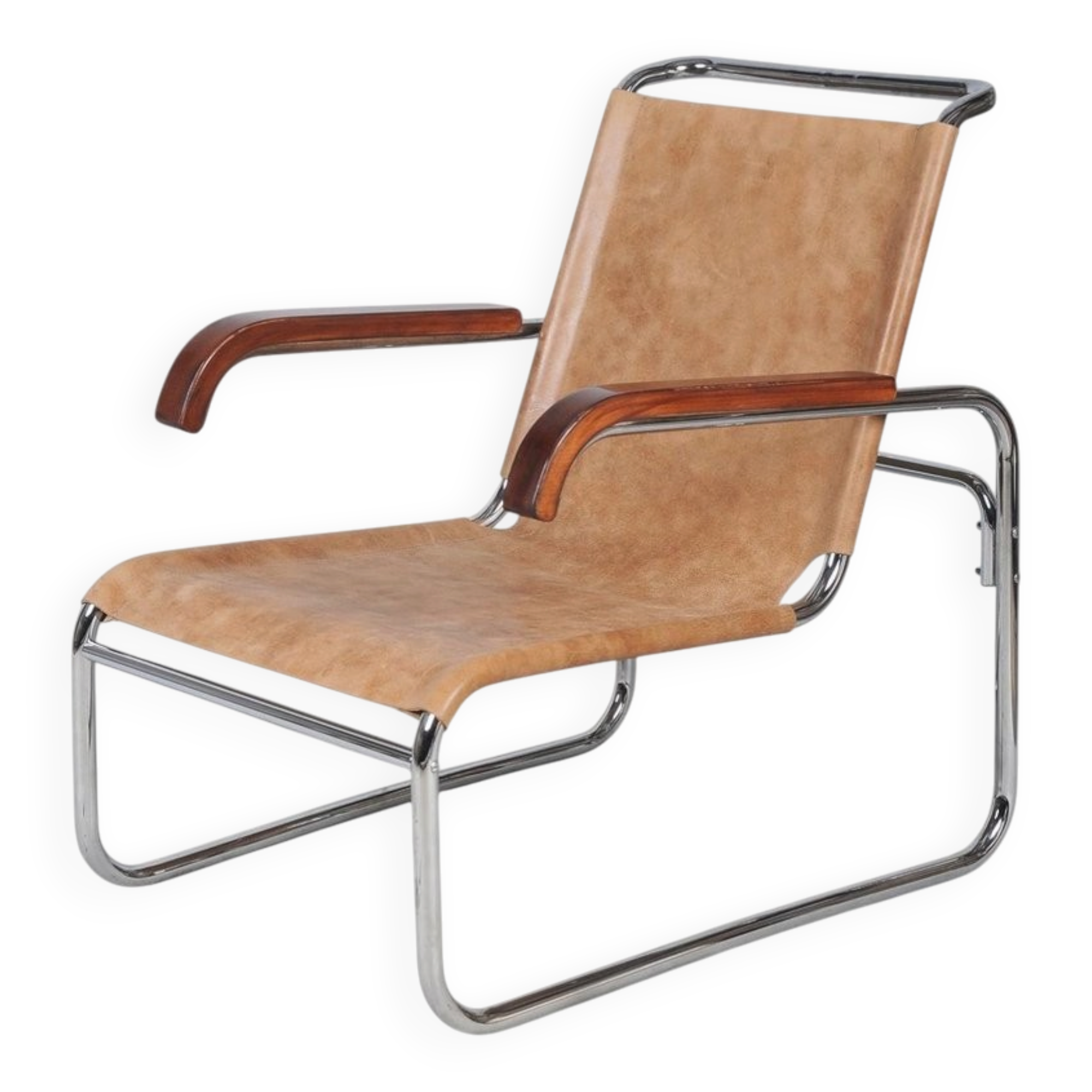Fauteuil Bauhaus tchèque en chrome attribué à M. Breuer pour Thonet, années 1920.