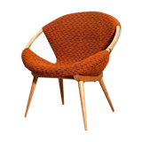 Czechoslovak shell armchair rattan wood fabric