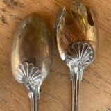 Service à salade argenté motif coquillage