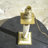 Column lamp base in alabaster and bronze