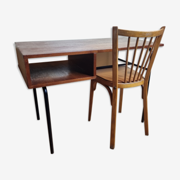 Ensemble chaise Baumann et bureau années 50-60