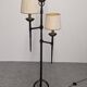 Brutalist tripod floor lamp with 3 lights in wrought iron, France circa 1950.