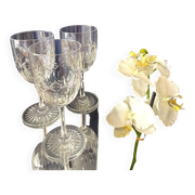 Set of 3 cut crystal water or wine glasses