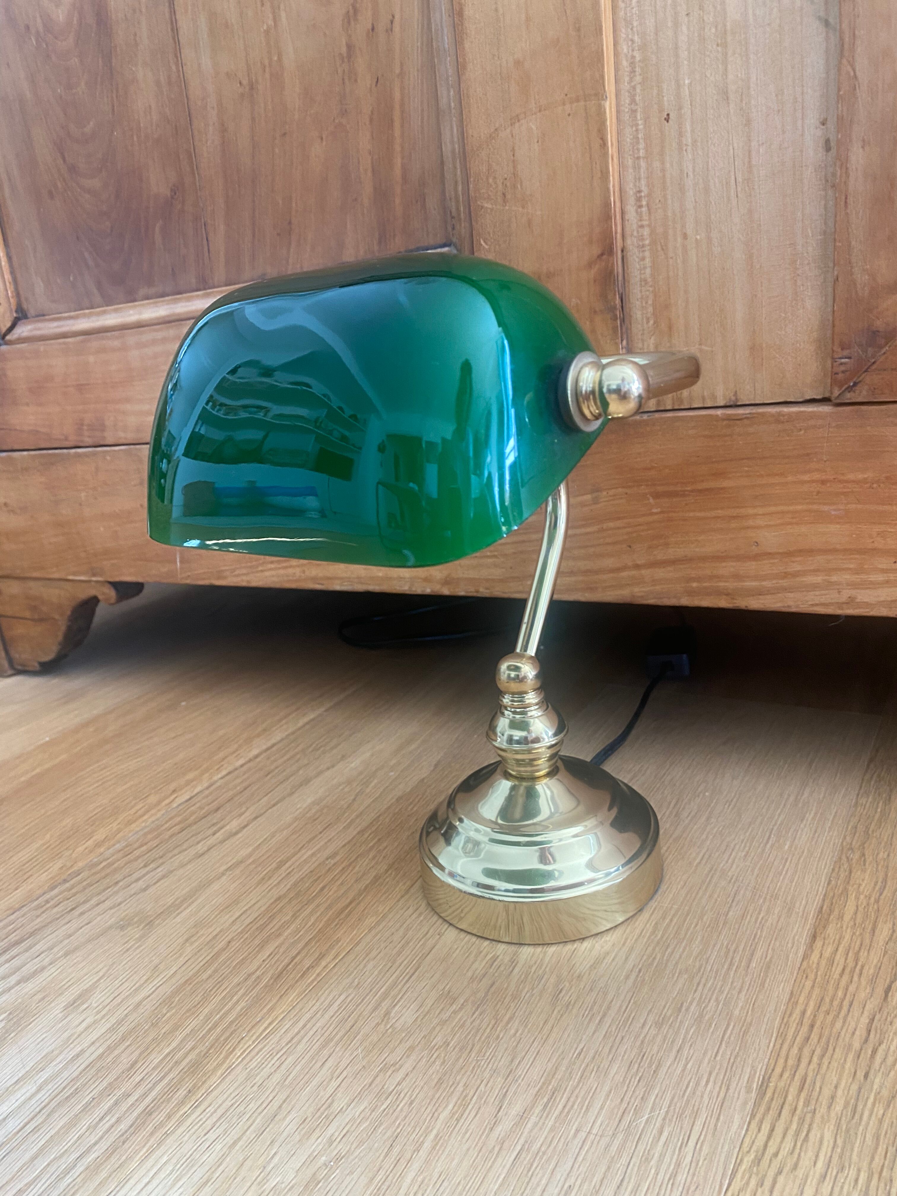 Banker's lamp notary brass and green opaline