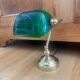 Banker's lamp notary brass and green opaline