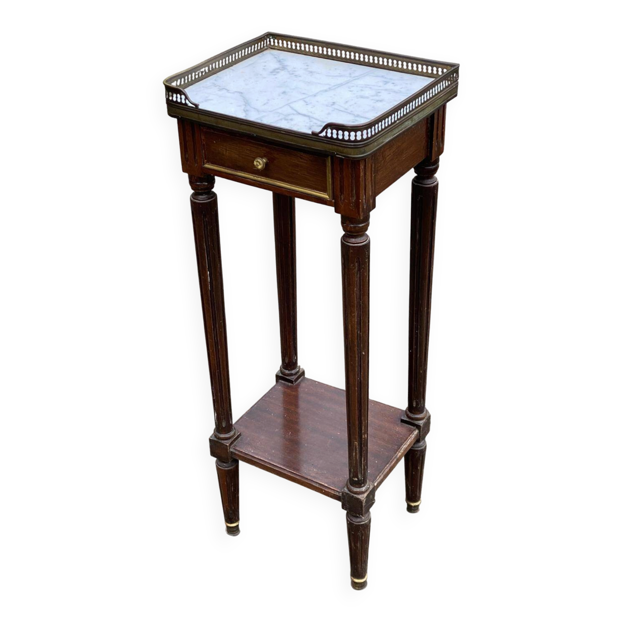 Louis XVI Napoleon III stool from the 19th century, white marble.